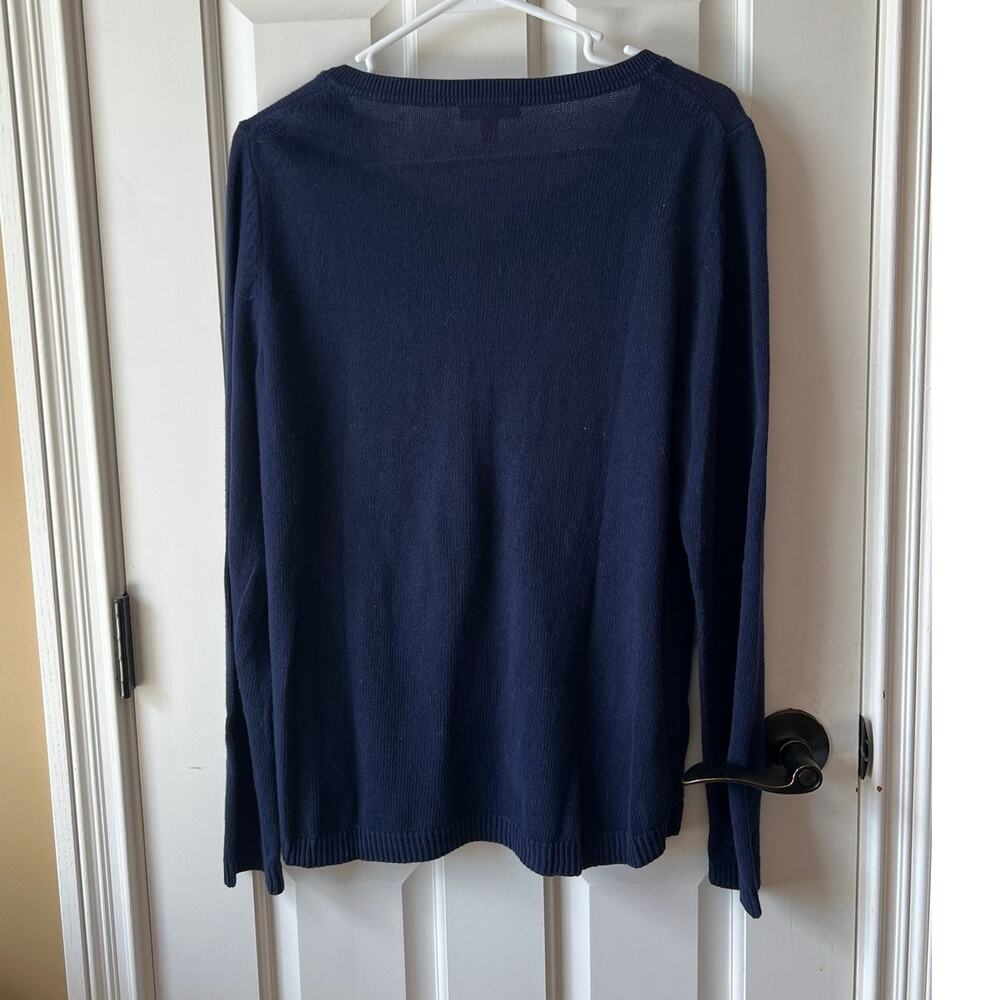 Lilly Pulitzer Navy Blue Long Sleeve Knit Henley Lightweight Sweater Top Size L - Picture 2 of 10